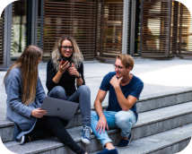 adults talking and laughing