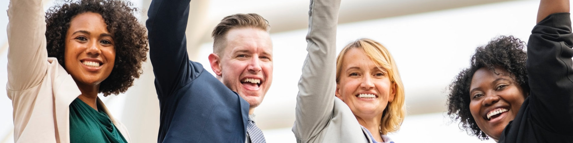 professionals raising their hand